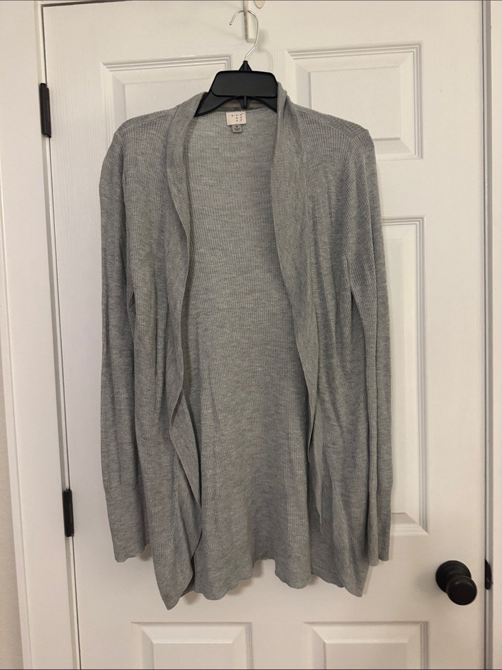 A New Day Women's Light Gray Open-Front Ribbed Cardigan Sweater